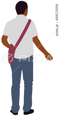 立っている人物 ベクターイラスト 黒人 男性 後ろ向き のイラスト素材