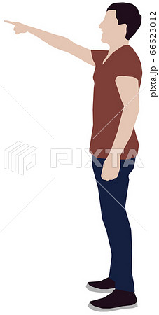 立っている人物 ベクターイラスト 男性 横向き 指さしている のイラスト素材