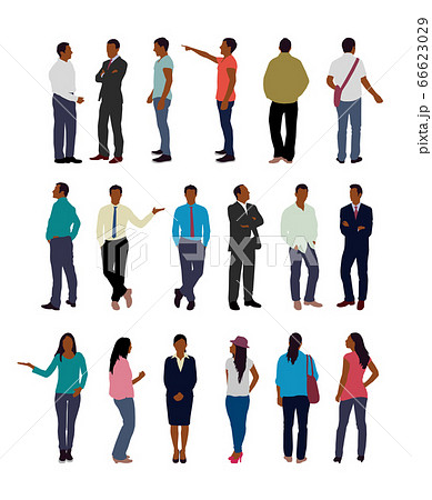 Standing Person Vector Illustration Set Stock Illustration