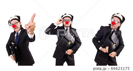 Funny clown businessman isolated on the white background 66623175