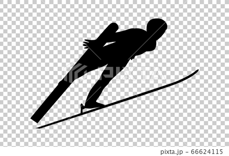 ウィンタースポーツシルエットスキージャンプ7のイラスト素材
