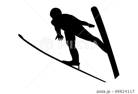 ウィンタースポーツシルエットスキージャンプ9のイラスト素材
