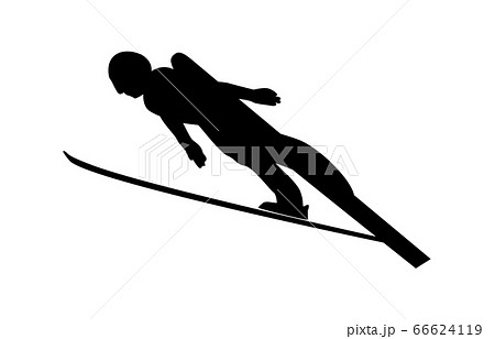 ウィンタースポーツシルエットスキージャンプ11のイラスト素材