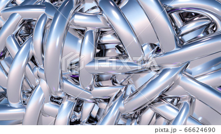Abstract background with heap or hank of metallic chrome pipes. 3D illustration 66624690
