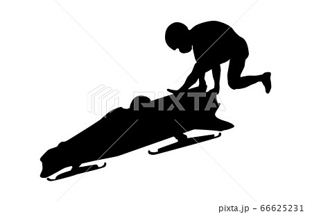 ウィンタースポーツシルエットボブスレー3のイラスト素材
