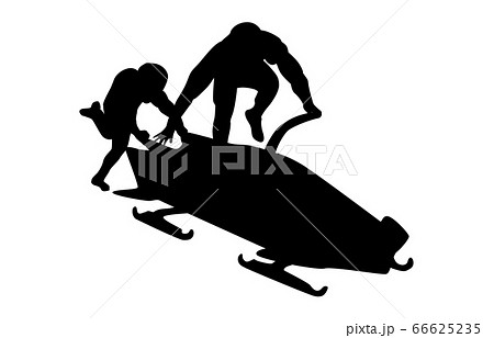 ウィンタースポーツシルエットボブスレー1のイラスト素材