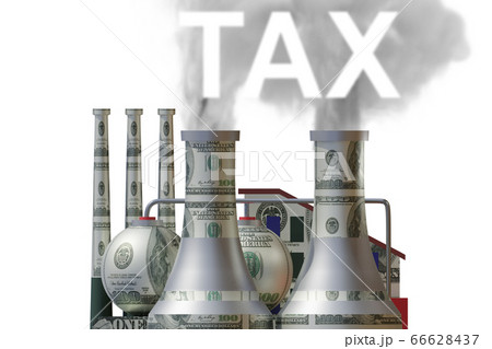 Carbon tax concept with industrial plant - 3d rendering Carbon tax concept with industrial plant - 3d rendering 66628437