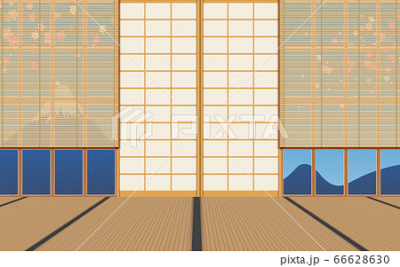 wooden curtain on windows in dojo room in japan 66628630