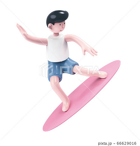 3d illustration of surfing boy 66629016