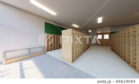 学校　教室　下駄箱　玄関　イラスト20 66629084