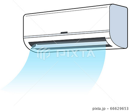 冷房器具 エアコンから出る涼しい風 主線ありのイラスト素材