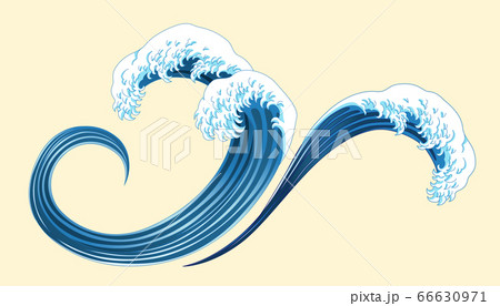 Ukiyo-e style splashing wave Ukiyo-e style splashing wave 66630971