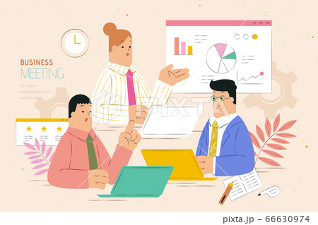 Busy business meeting flat design 66630974