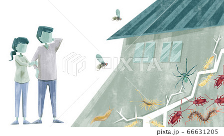 害虫に困る夫婦のイラスト 66631205