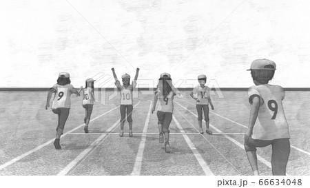 学校 運動会 リレー スタート 観客無し 建物無し イラスト3 学校 運動会 リレー スタート 観客無し 建物無し イラスト3 66634048