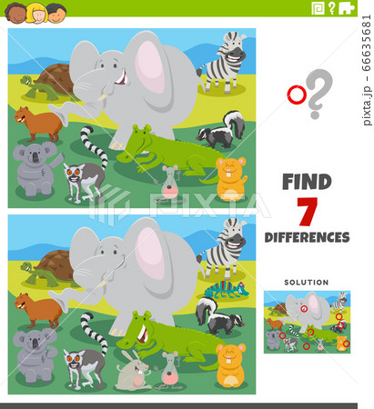 differences educational game with cartoon wild differences educational game with cartoon wild 66635681