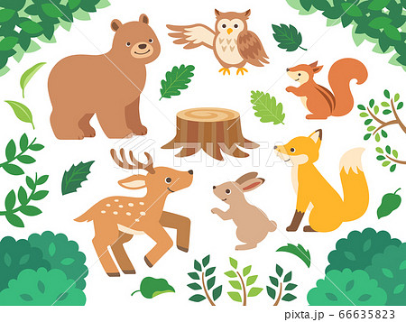 森の動物達のイラストセットのイラスト素材