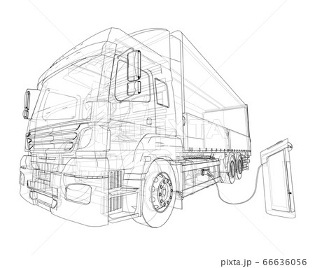 Electric Truck Charging Station Sketch. Vector 66636056