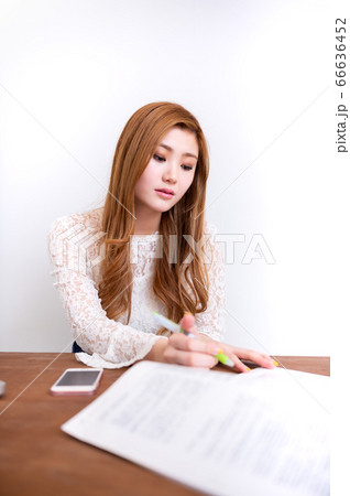 資料整理をする女性 資料整理をする女性 66636452
