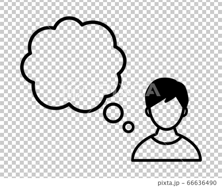 考えている男性のアイコン／吹き出し／シンプル 66636490