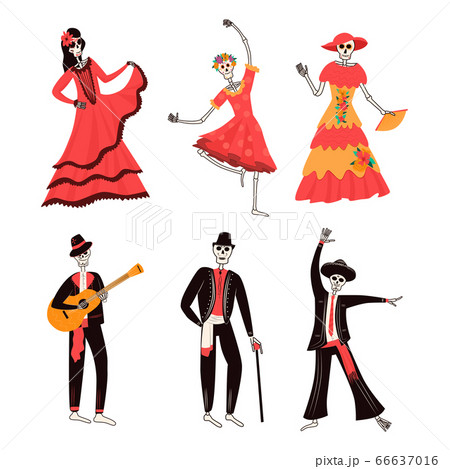 Set of happy smiling skeleton characters in 66637016