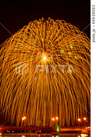 釧路どんぱく花火の写真素材