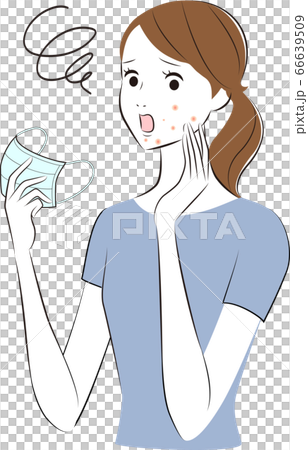 マスクで肌荒れした女性 マスクで肌荒れした女性 66639509