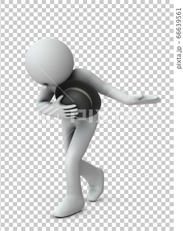 頭をさげて脱帽するキャラクター 66639561