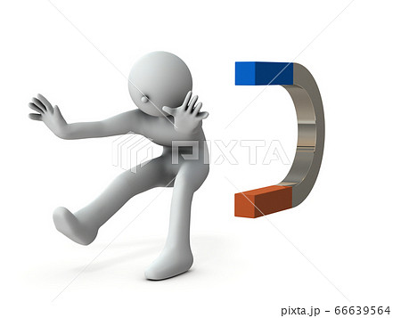 磁石に引き寄せられる人物 3dレンダリングのイラスト素材