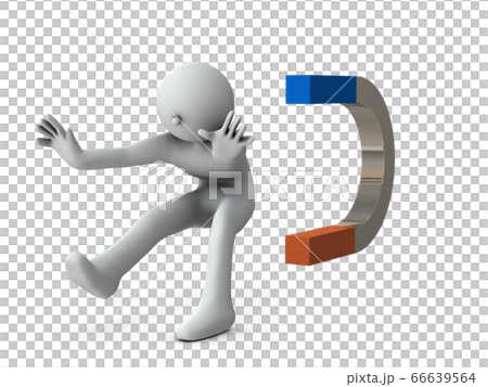 一個人被磁鐵吸引。 3D渲染 66639564
