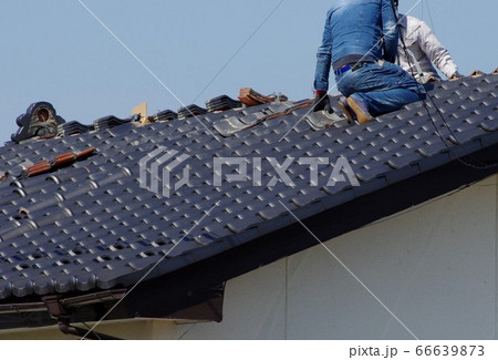 棟瓦の積みなおし　棟瓦の補修 66639873