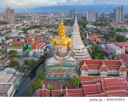 Aerial view of the Giant Golden Buddha in Wat Aerial view of the Giant Golden Buddha in Wat 66640964