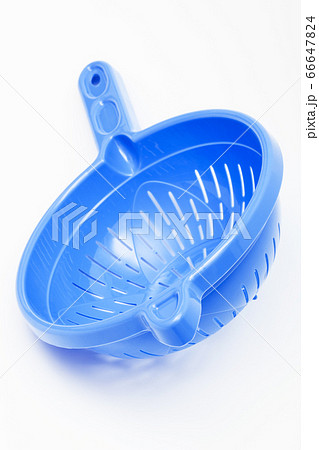 plastic colander blue on white background plastic colander blue on white background 66647824