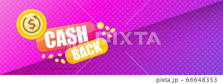 vector cash back icon isolated on modern violet background. cashback or money refund horizontal banner background 66648353