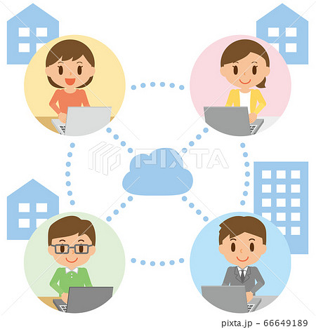 テレワークする人々のイメージイラスト 在宅勤務 リモートワークのイラスト素材