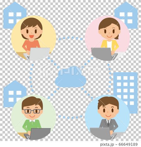 テレワークする人々のイメージイラスト 在宅勤務 リモートワークのイラスト素材