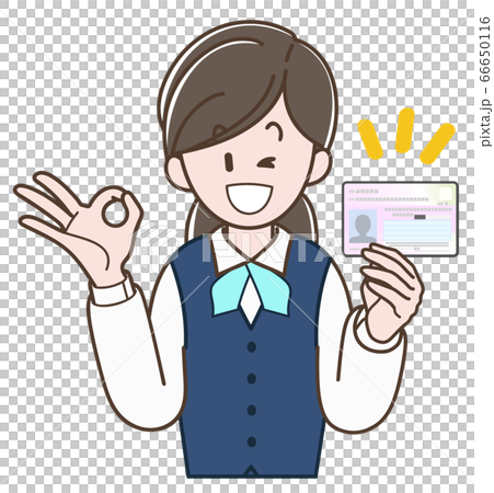 マイナンバーカードの説明をする制服の女性 マイナンバーカードの説明をする制服の女性 66650116