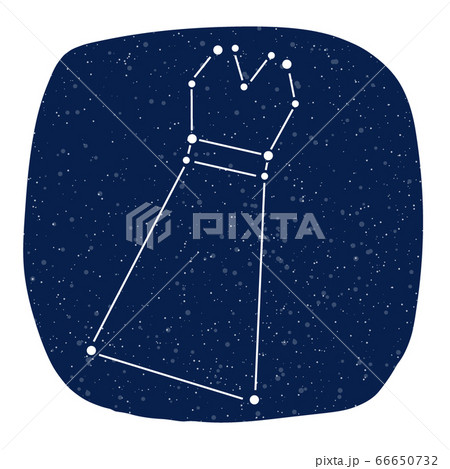 夜空に浮かぶワンピースの形をした星座のイラスト素材