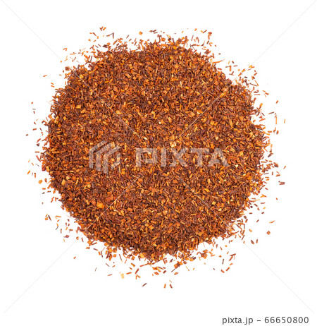 Rooibos tea isolated on white background. Rooibos, traditional beverage in South Africa. Organic tea. Top view. Close up. 66650800