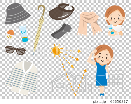 一套針對曬傷的女人的插圖集 66650817