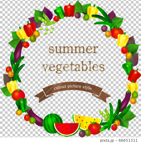 summer vegetables frame-wreath-Round frame of summer vegetables 66651311