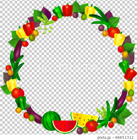 summer vegetables frame-wreath-Round frame of summer vegetables 66651312