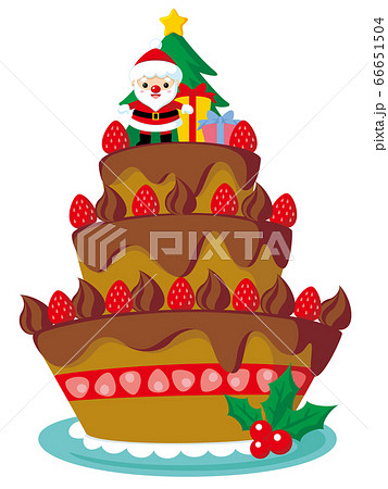 クリスマスケーキアイコンb チョコクリーム のイラスト素材
