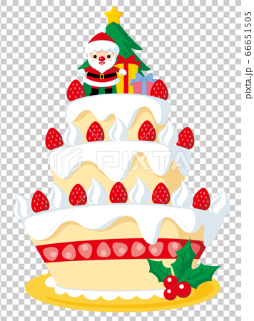 クリスマスケーキアイコンb 生クリーム のイラスト素材 66651505 Pixta