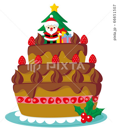 クリスマスケーキアイコンa チョコクリーム のイラスト素材