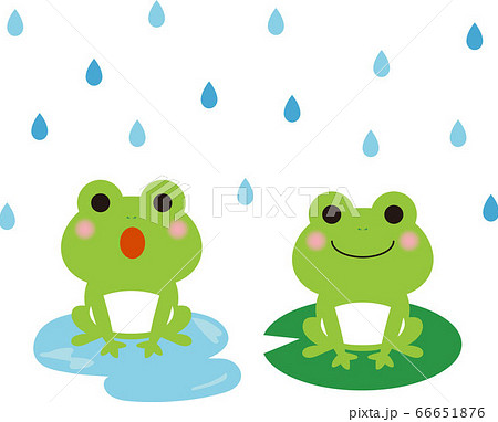 雨とカエルのイラスト素材