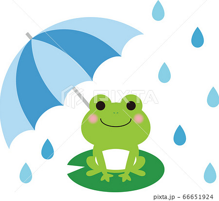 傘とカエルのイラスト素材