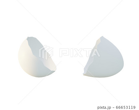 broken white egg on a white background. 3d illustration 66653119
