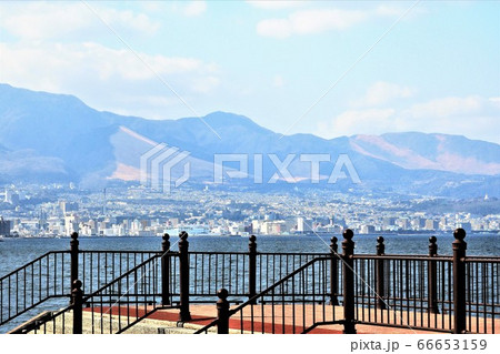 田ノ浦ビーチ人工島から別府市街地一望 66653159