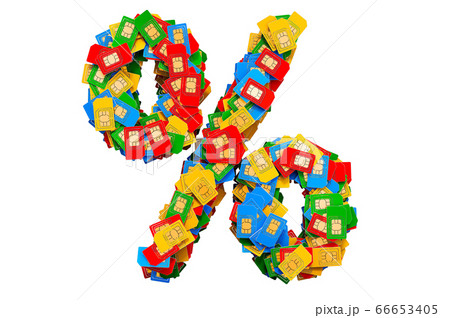 Percent symbol from colored SIM cards 66653405